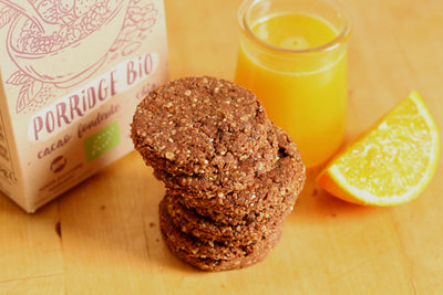 Porridge Cookies al cacao fondente profumati all'arancia