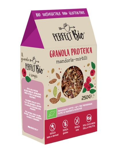 Granola proteica biologica mandorle e mirtilli PerfectBio